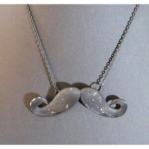 Quirky Hipster Black Metal Moustache Necklace